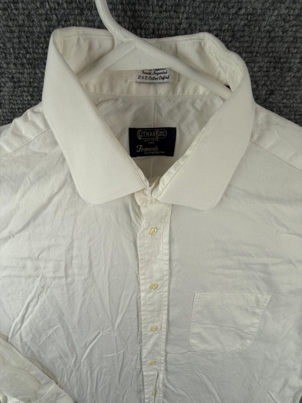 Gitman Bros Franco’s Richmond USA Button Up Shirt Long Sleeve White 16.5 34 TTX